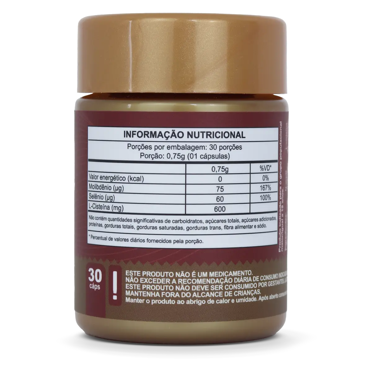 NAC (N-Acetil Cisteína 600mg) com Molibdênio e Selênio em Cápsulas