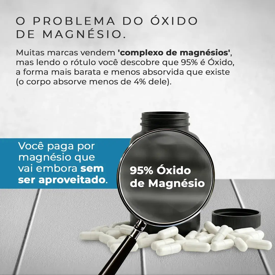4MAG+ Complexo de Magnésio Quelato 4 em 1 — Bisglicinato Glicina, Dimalato, Citrato e Taurato + Vitamina D3. 120 Cápsulas NatusVita