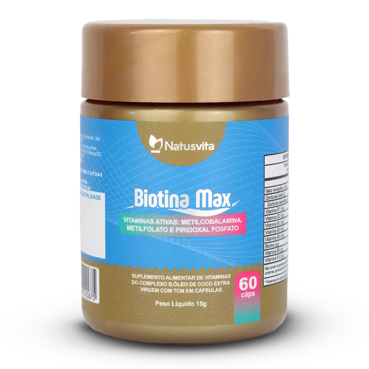 Biotina Max (Vitaminas Ativas - B1 B2 B3 B5 B6 B9 B12, Óleo de coco com TCM) Cápsulas Softgel