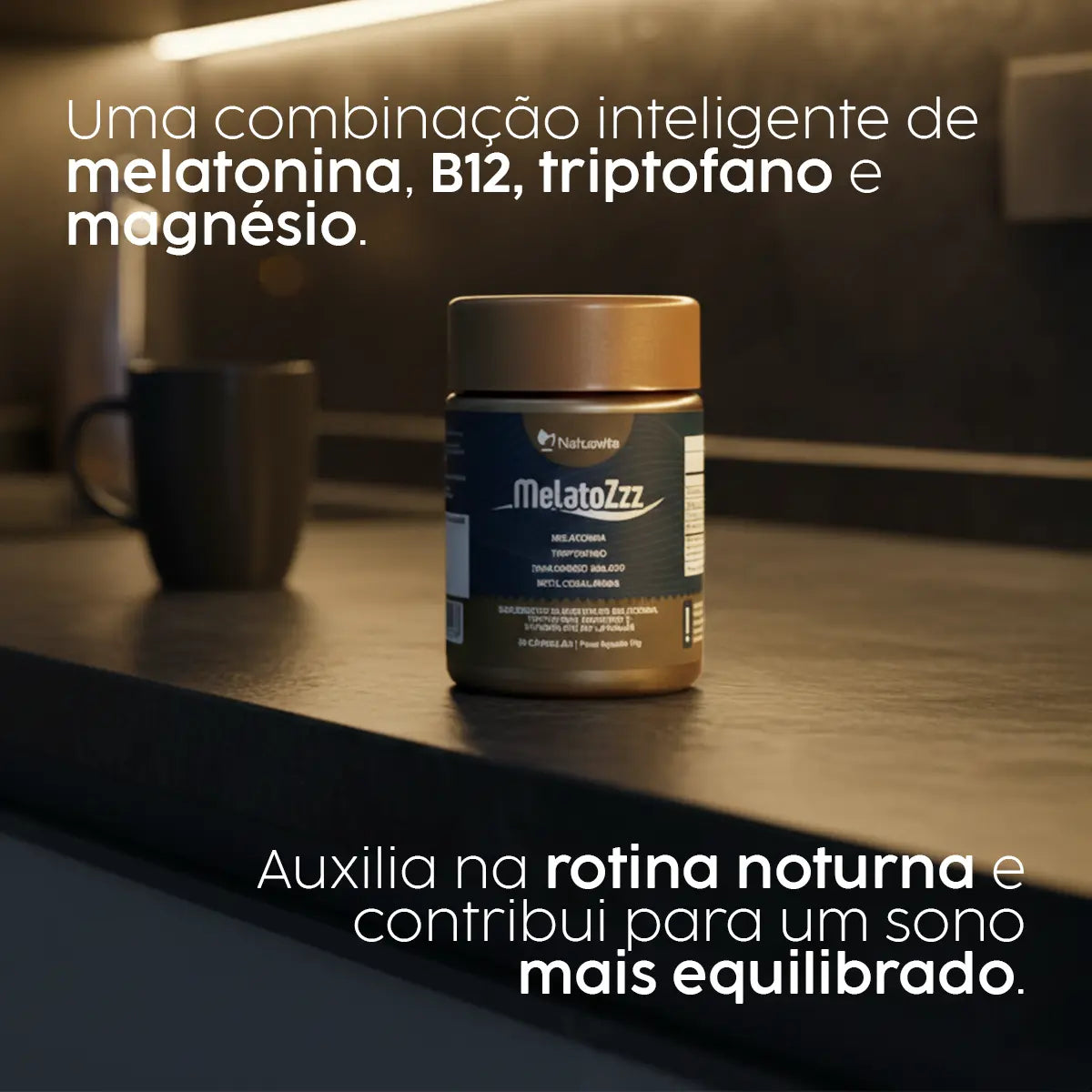 MelatoZzz (Melatonina, L-Triptofano, Magnésio e MetilCobalamina) em Cápsulas