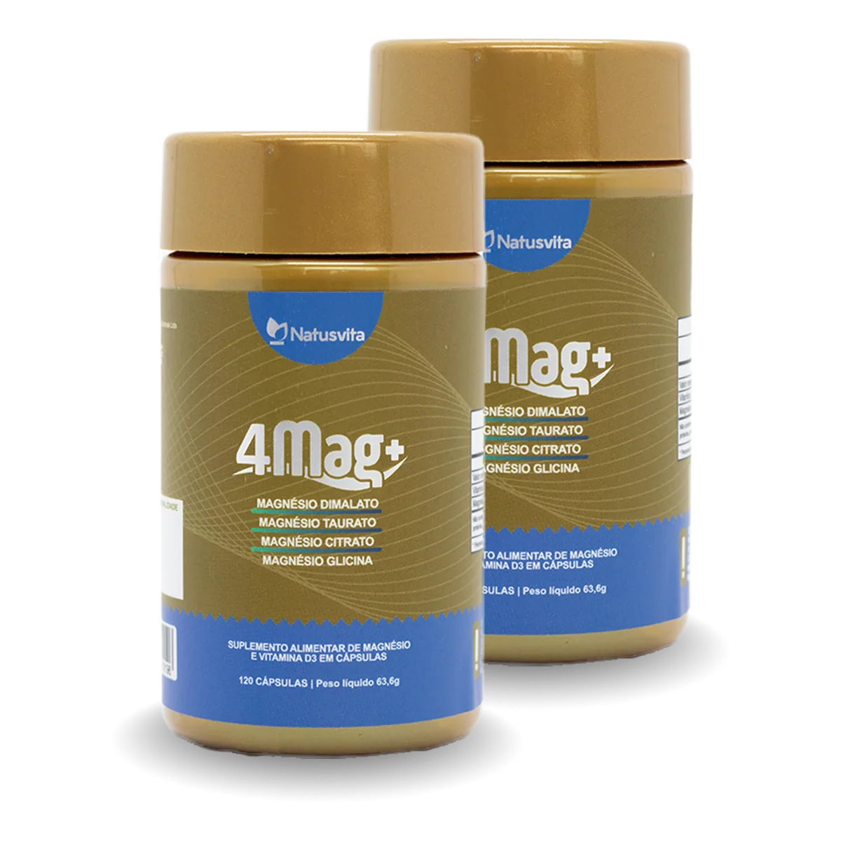 4MAG (Magnésio Glicina, Dimalato, Citrato e L-Taurato) 120 cápsulas