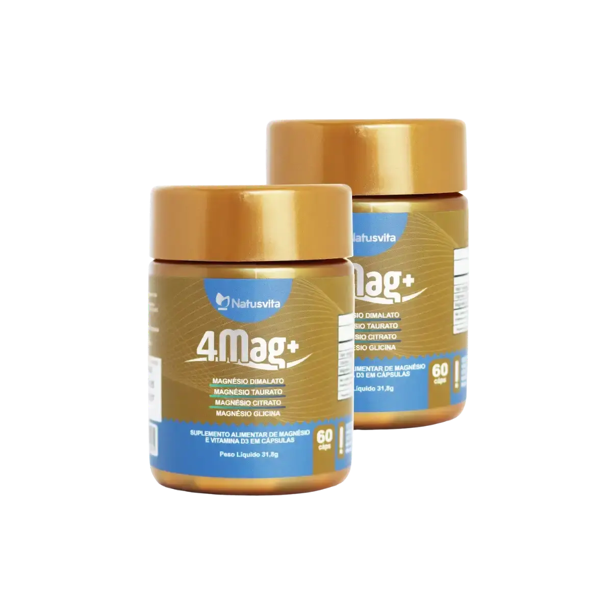 4MAG (Magnésio Glicina, Dimalato, Citrato e L-Taurato) 60 cápsulas NatusVita