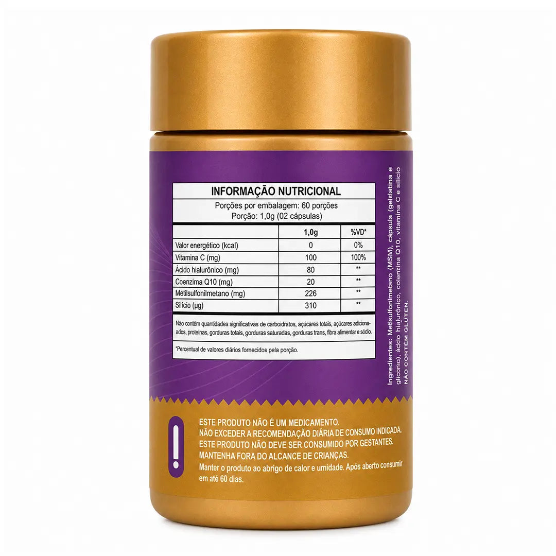 Beauty Upper. 120 cápsulas. (Ácido Hialurônico, Coenzima Q10, Enxofre Orgânico e Silicio Orgânico) NatusVita