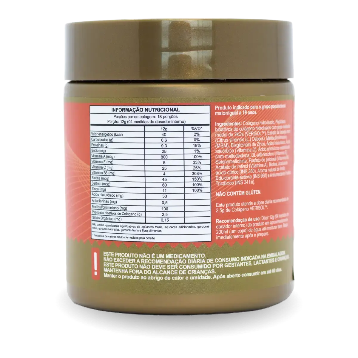 Collagen Upper (Colágeno Verisol, Ácido Hialurônico, Silício, Biotina, MSM, Laranja Moro) em pó NatusVita