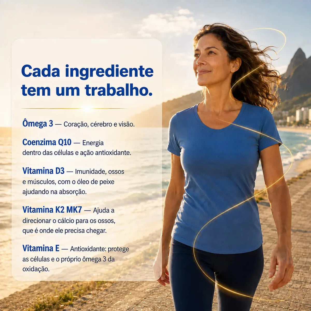 Ômega 5 em 1. Ômega 3 + Coenzima Q10 + Vitamina D3 + K2 Mk7 + Vitamina E. 90 cápsulas. Selo IFOS NatusVita Suplementos