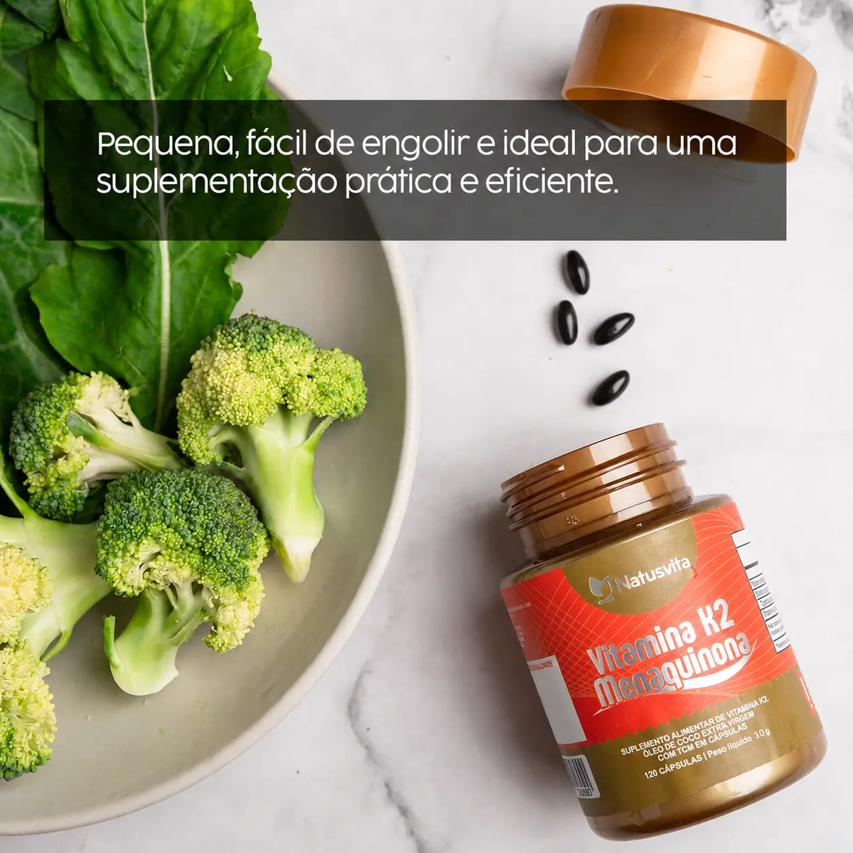 Vitamina K2 Concentrada (Menaquinona MK7) com TCM NatusVita