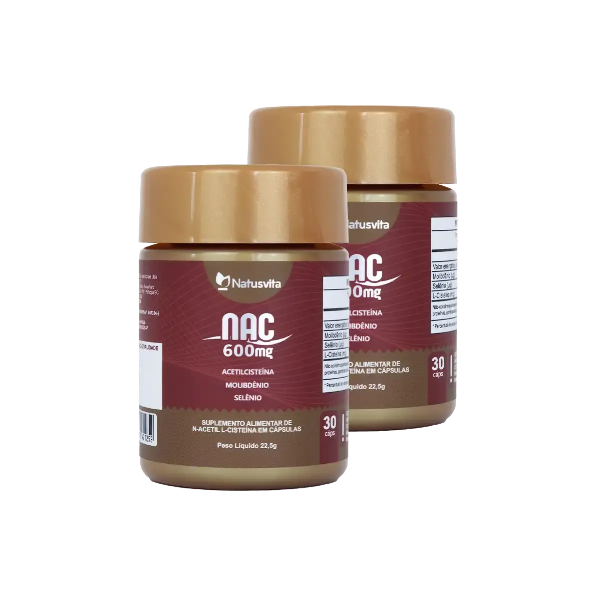 NAC (N-Acetil Cisteína 600mg) com Molibdênio e Selênio em Cápsulas NatusVita
