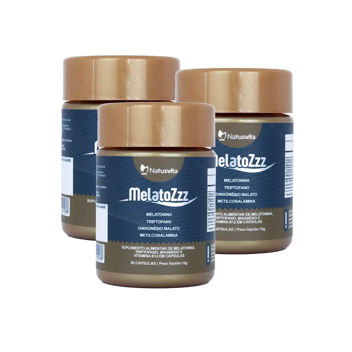 MelatoZzz (Melatonina, L-Triptofano, Magnésio e MetilCobalamina) em Cápsulas NatusVita