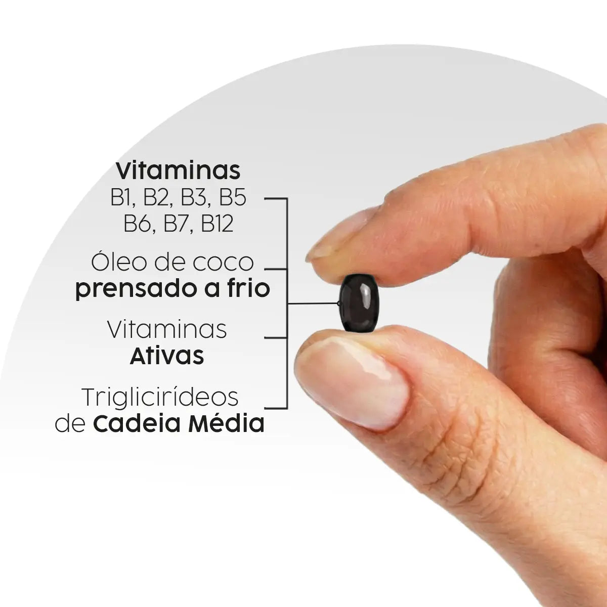 Biotina Max (Vitaminas Ativas - B1 B2 B3 B5 B6 B9 B12, Óleo de coco com TCM) Cápsulas Softgel