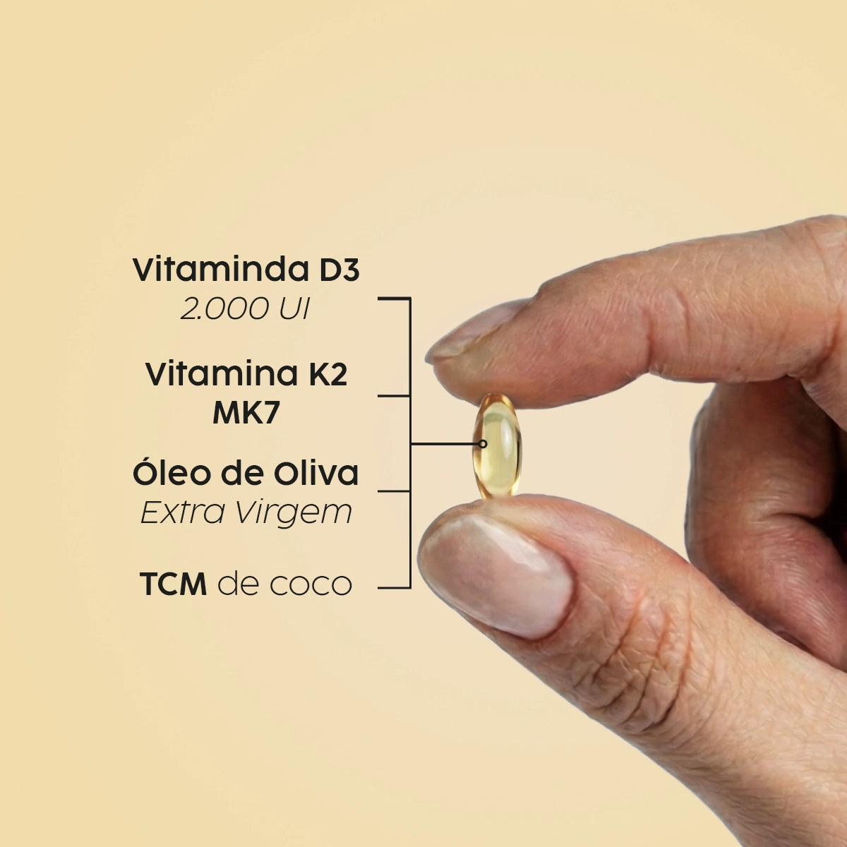 Vitamina D3 2.000UI + K2 MK7 com TCM e Óleo de Oliva em Cápsulas
