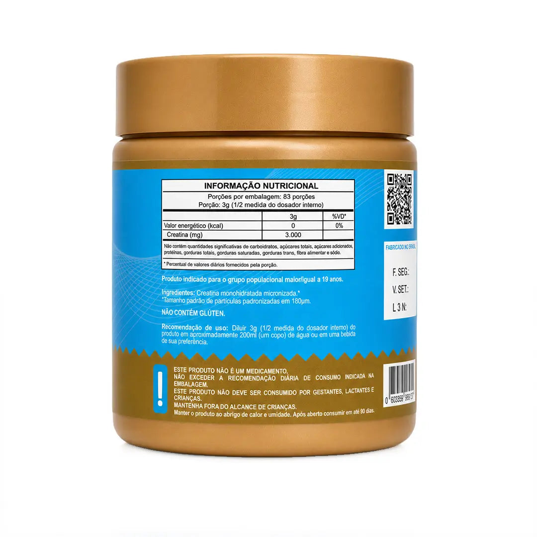 Creatina 100% Pura (Pote). Monohidratada e Micronizada 180 mícrons. Livre de Metais Pesados NatusVita