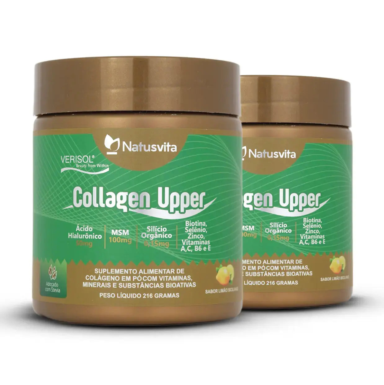 Collagen Upper (Colágeno Verisol, Ácido Hialurônico, Silício, Biotina e MSM) Sabor Limão Siciliano NatusVita