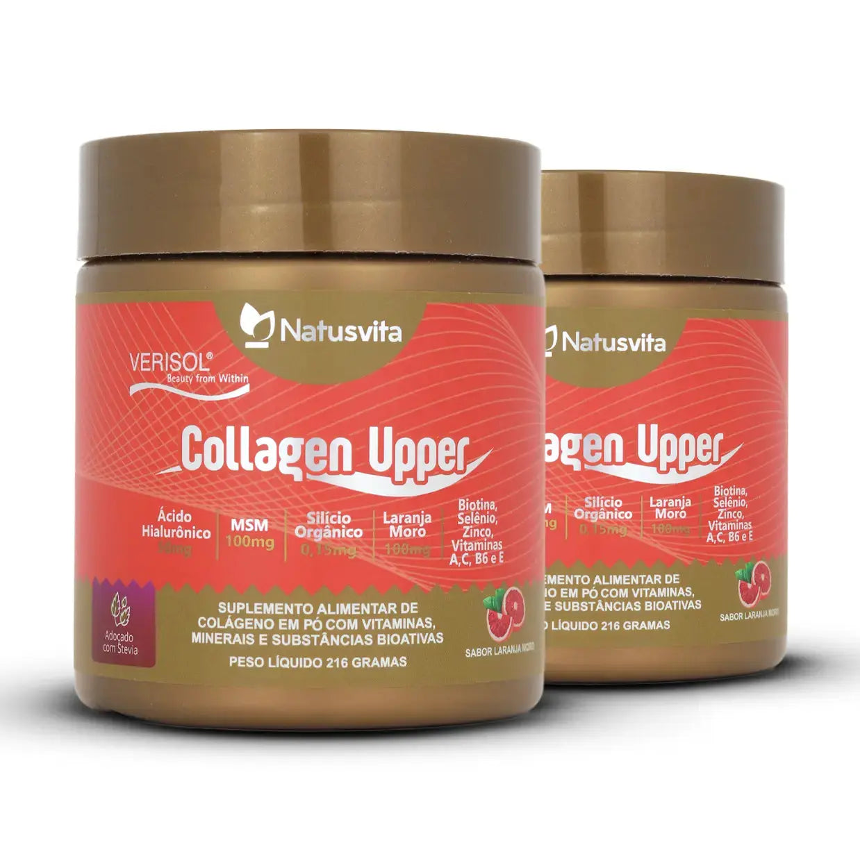 Collagen Upper (Colágeno Verisol, Ácido Hialurônico, Silício, Biotina, MSM, Laranja Moro) em pó NatusVita