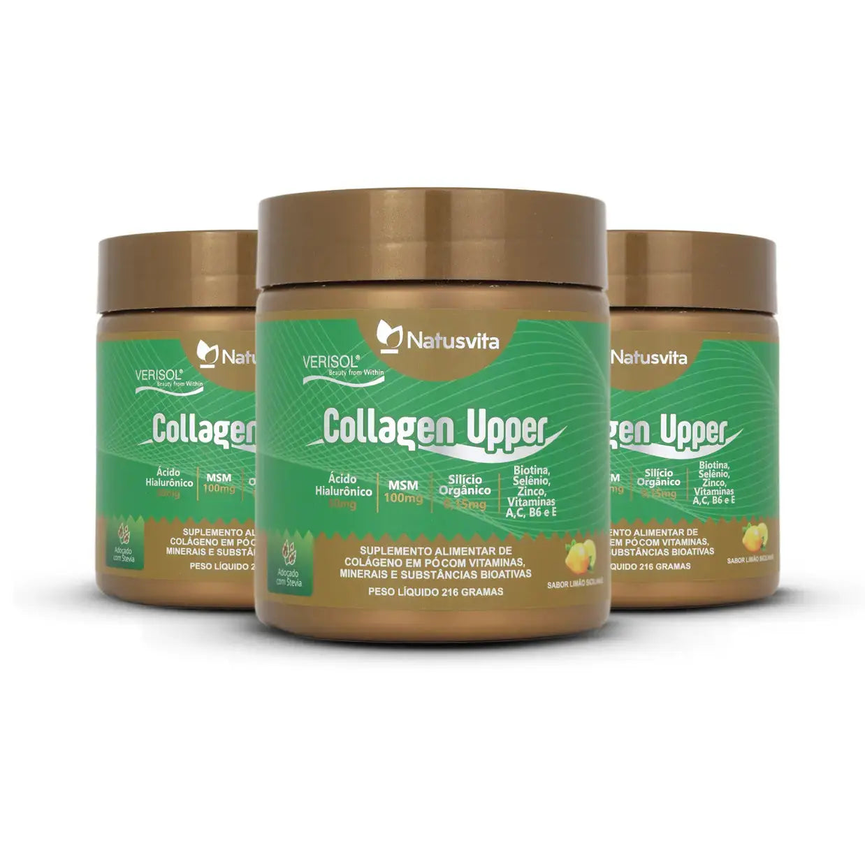 Collagen Upper (Colágeno Verisol, Ácido Hialurônico, Silício, Biotina e MSM) Sabor Limão Siciliano NatusVita
