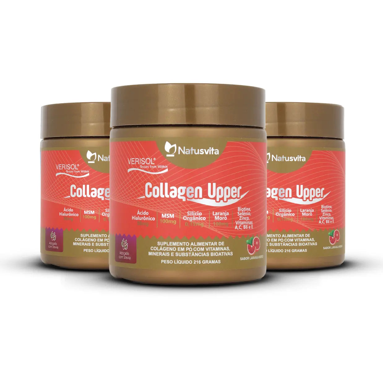 Collagen Upper (Colágeno Verisol, Ácido Hialurônico, Silício, Biotina, MSM, Laranja Moro) em pó NatusVita
