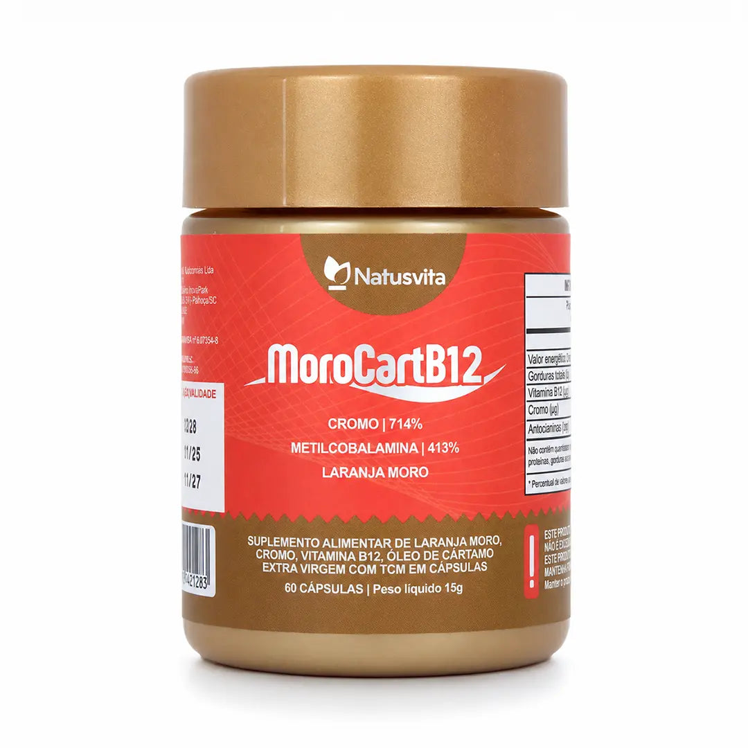 MoroCart (Laranja Moro, Óleo de Cártamo Prensado a Frio, TCM, Picolinato de cromo e B12) em cápsulas NatusVita