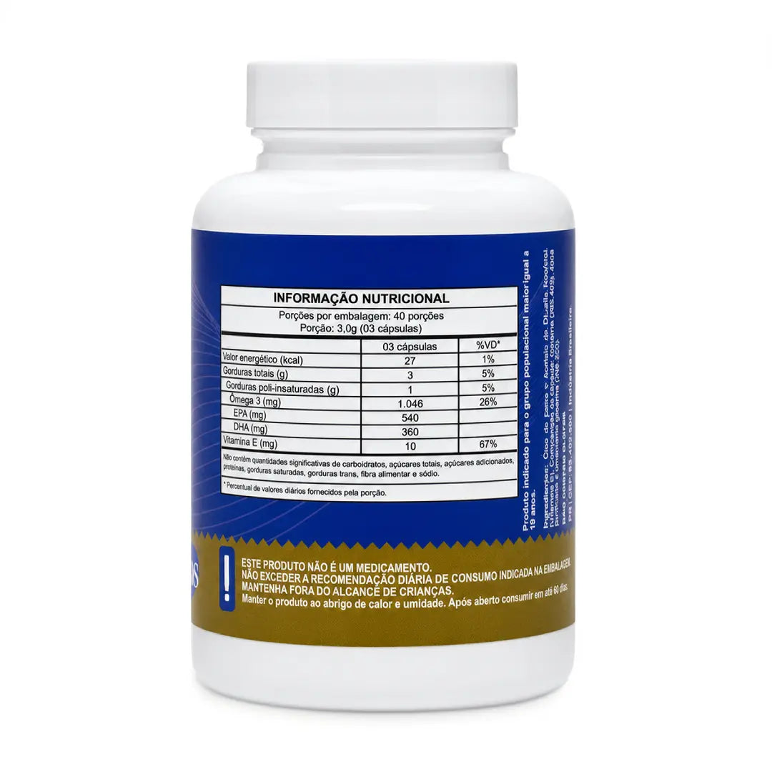 Ômega 3 TG Selo IFOS 540mg EPA e 360mg DHA com Vitamina E. Isento de Metais Pesados NatusVita