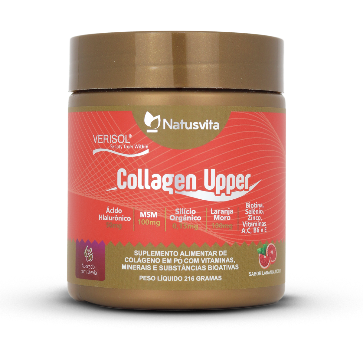 Collagen Upper (Colágeno Verisol, Ácido Hialurônico, Silício, Biotina e MSM) Sabor Laranja Moro
