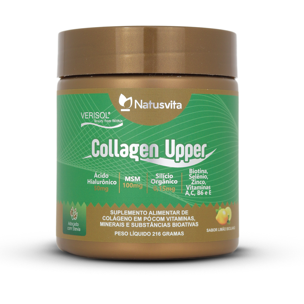 Collagen Upper (Colágeno Verisol, Ácido Hialurônico, Silício, Biotina e MSM) Sabor Limão Siciliano
