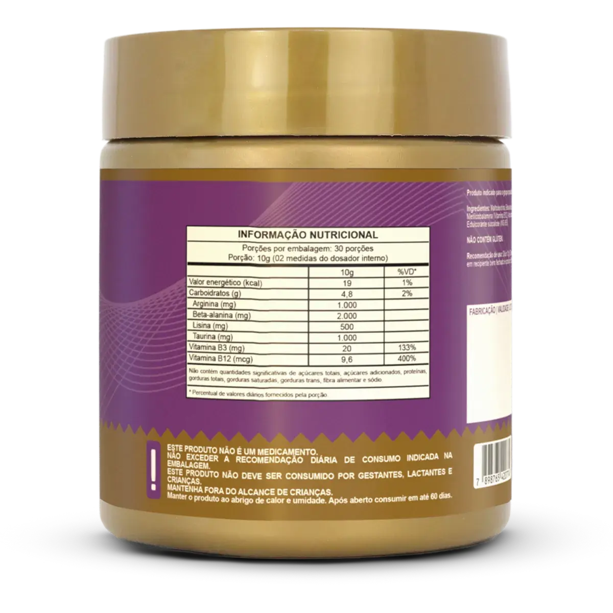 Pré Treino AQC Beta Alanina Arginina Taurina Lisina B3 B12 NatusVita