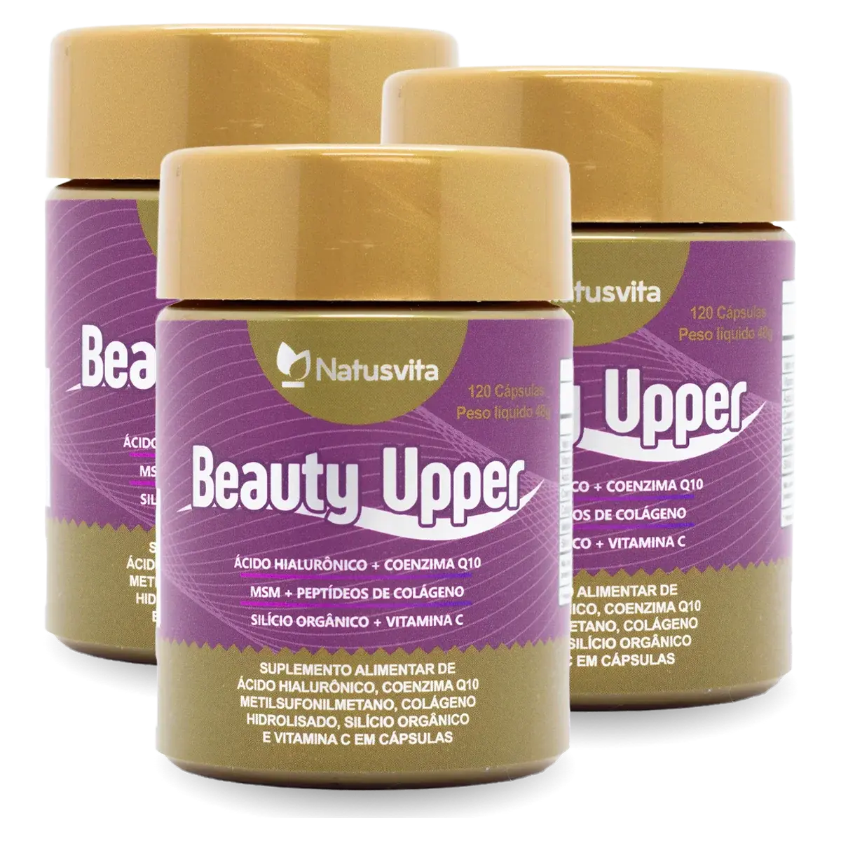 Beauty Upper. 120 cápsulas. (Ácido Hialurônico, Coenzima Q10, Enxofre Orgânico e Silicio Orgânico) NatusVita