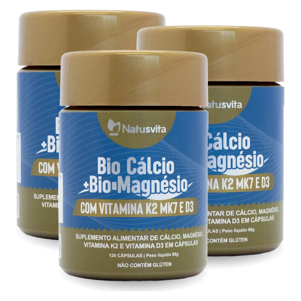 Bio Cálcio. 120 cápsulas. Com Magnésio Quelato, Vitamina K2 e Vitamina D3 NatusVita