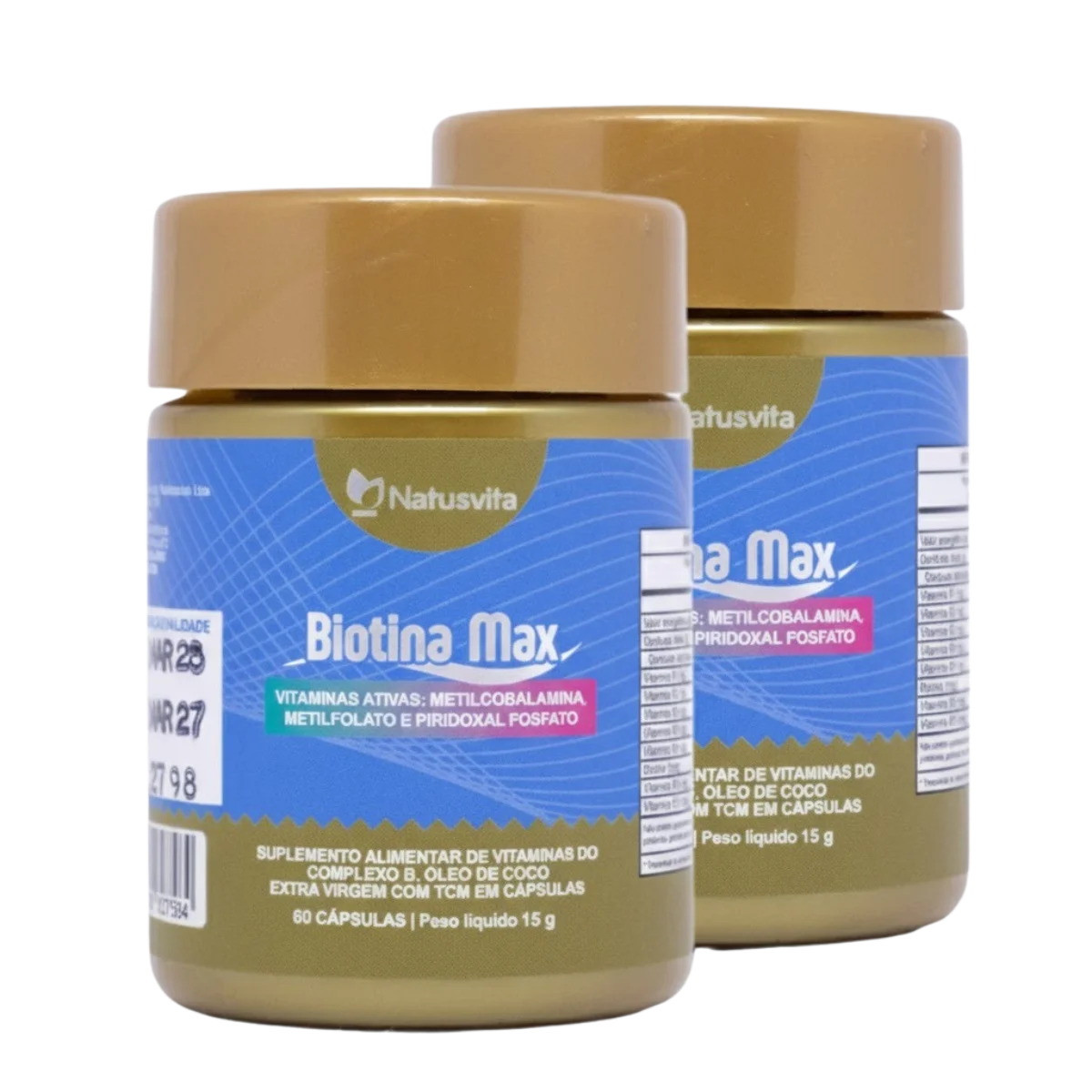 Biotina Max (Vitaminas Ativas - B1 B2 B3 B5 B6 B9 B12, Óleo de coco com TCM) Cápsulas Softgel