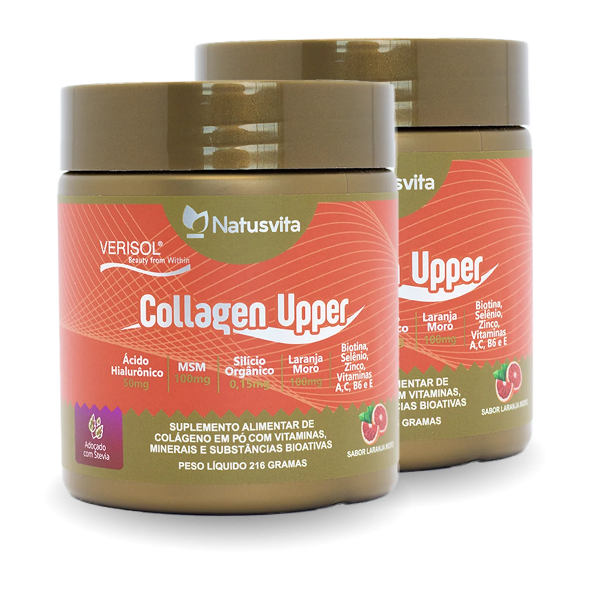 Collagen Upper (Colágeno Verisol, Ácido Hialurônico, Silício, Biotina e MSM) Sabor Laranja Moro