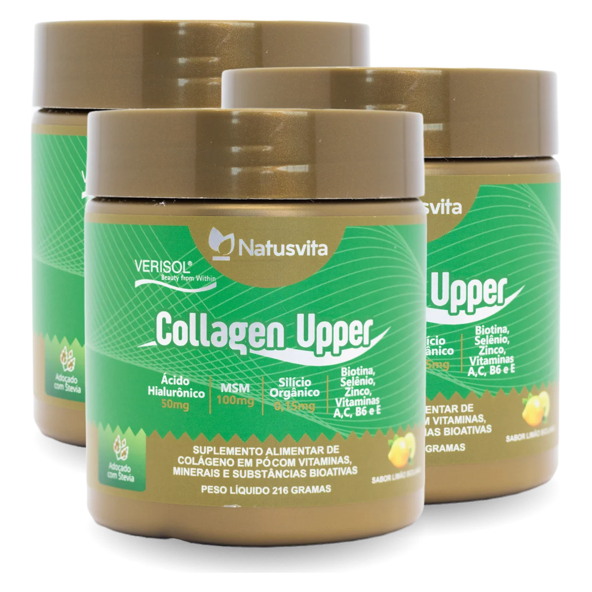Collagen Upper (Colágeno Verisol, Ácido Hialurônico, Silício, Biotina e MSM) Sabor Limão Siciliano