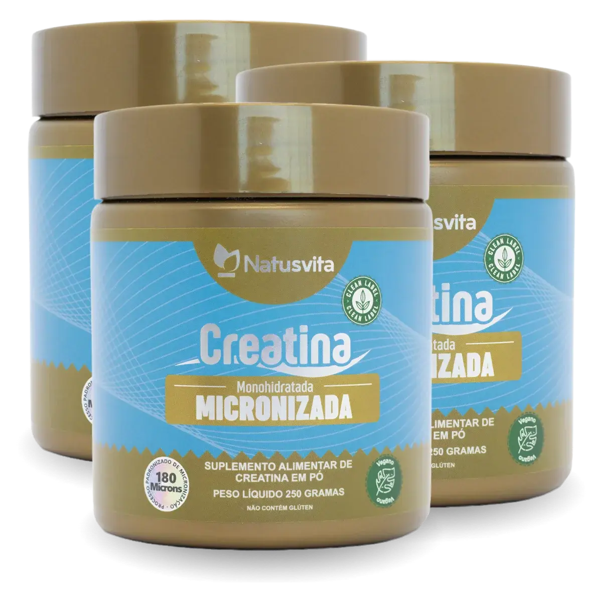 Creatina 100% Pura (Pote). Monohidratada e Micronizada 180 mícrons. Livre de Metais Pesados NatusVita