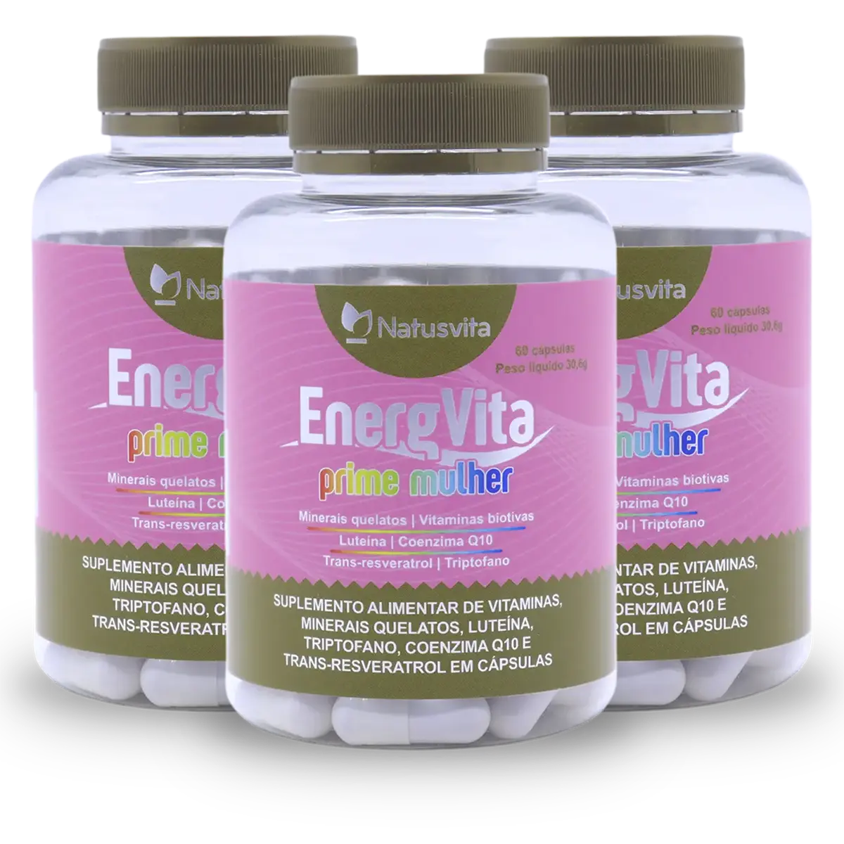 EnergVita Mulher (Multivitaminico com Coenzima Q10, Luteína, Triptofano e Resveratrol)