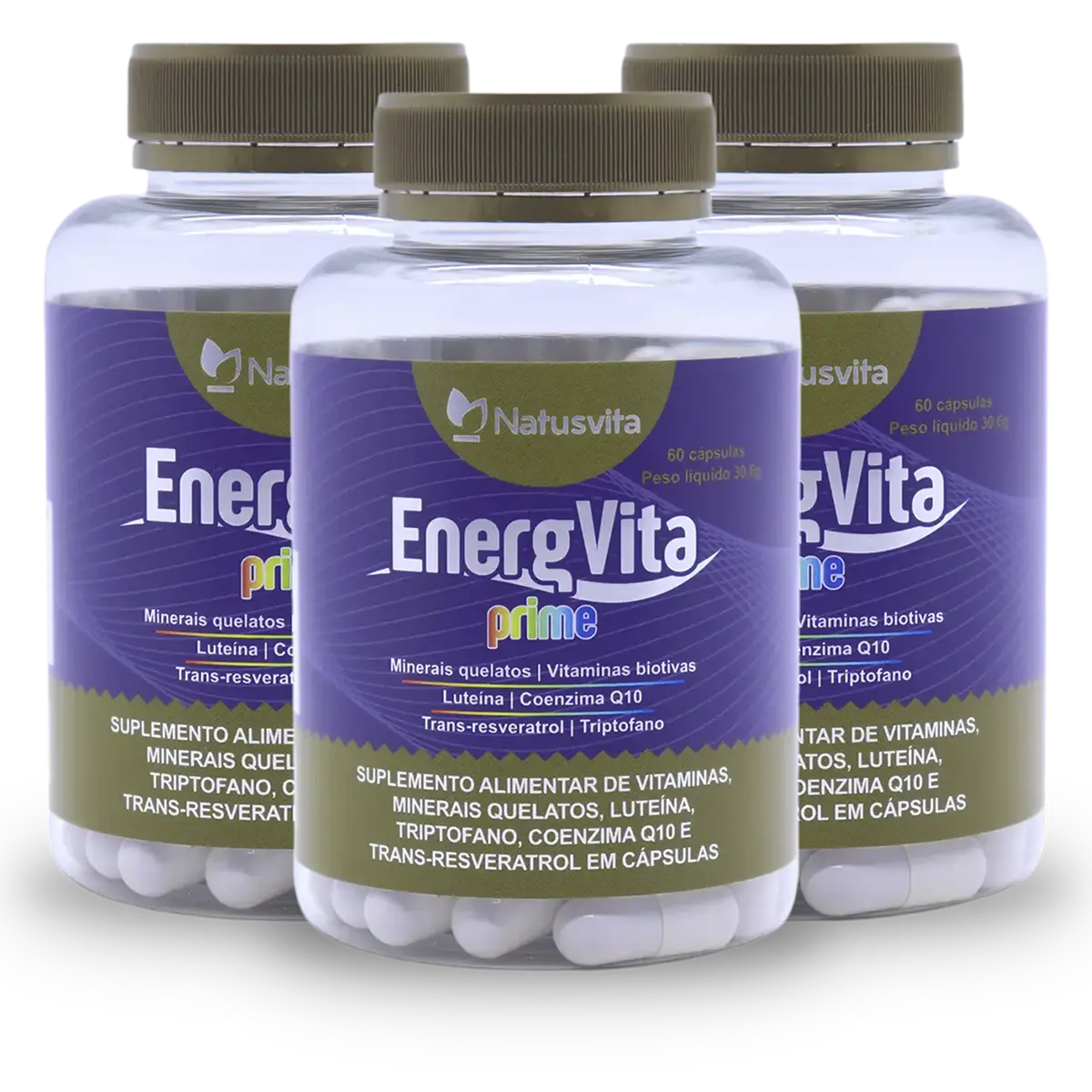 EnergVita Prime (Multivitamínico com Coenzima Q10, Triptofano, Luteína e Resveratrol)