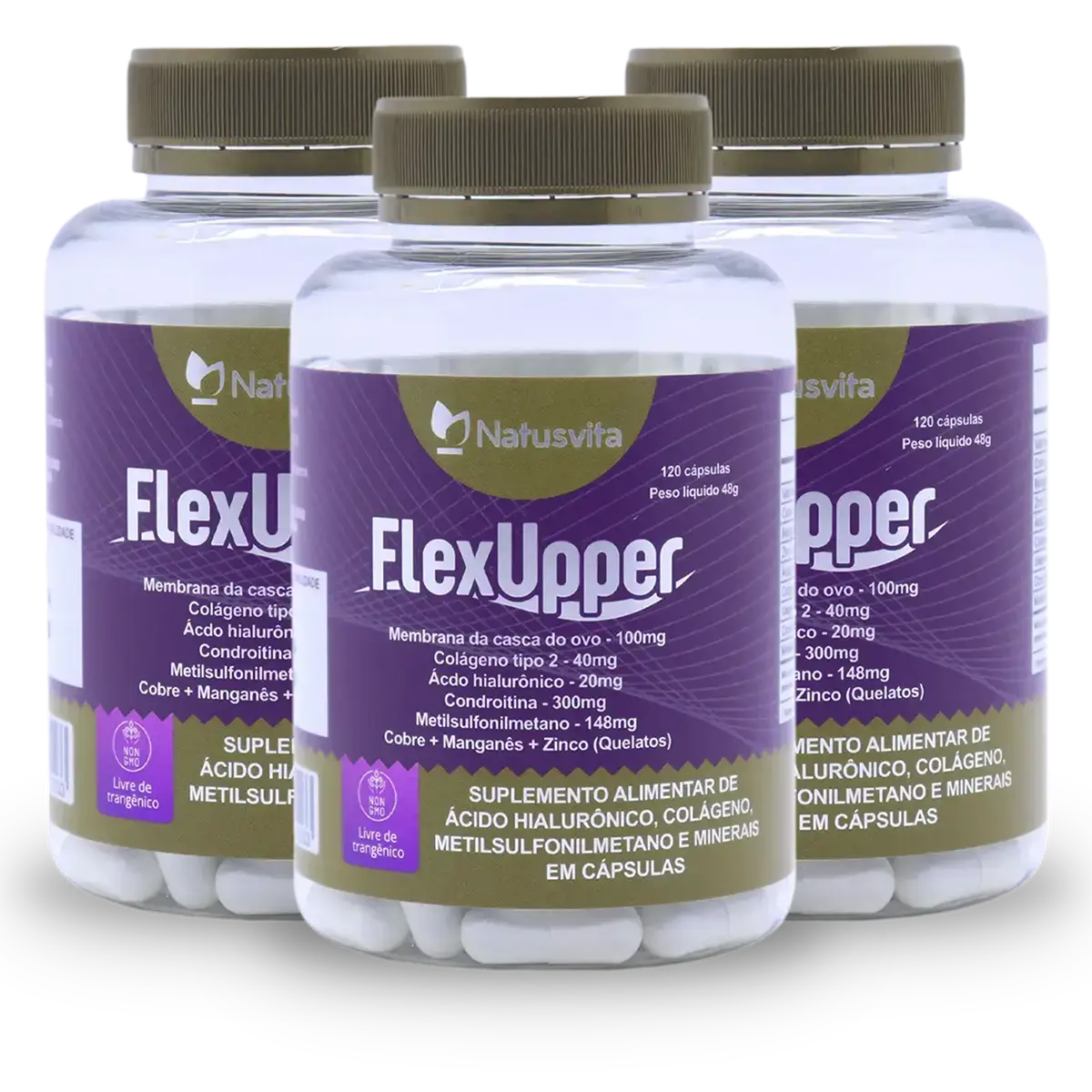 Flex Upper (Glucosamina, Condroitina, MSM, Colágeno Tipo 2 e N.E.M (Membrana da casca do ovo) NatusVita