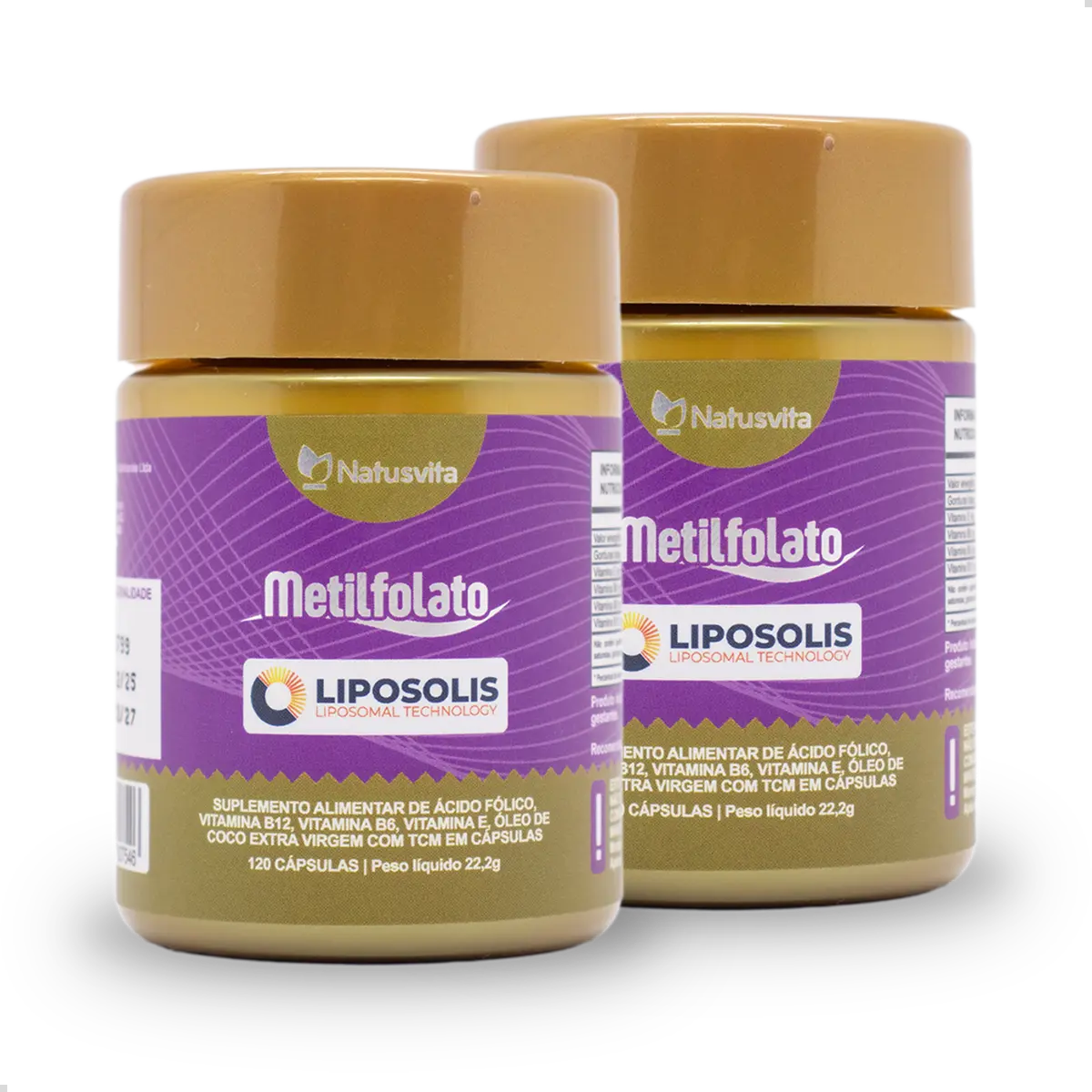 Metilfolato Lipossomal (Ácido Fólico ativo) com Vitamina B12, B6. Softgel