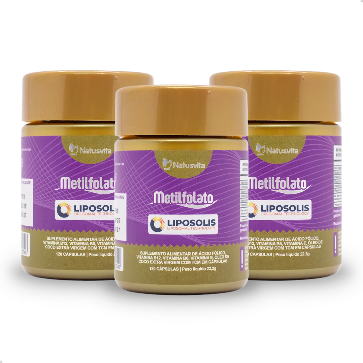 Metilfolato Lipossomal (Ácido Fólico ativo) com Vitamina B12, B6. Softgel