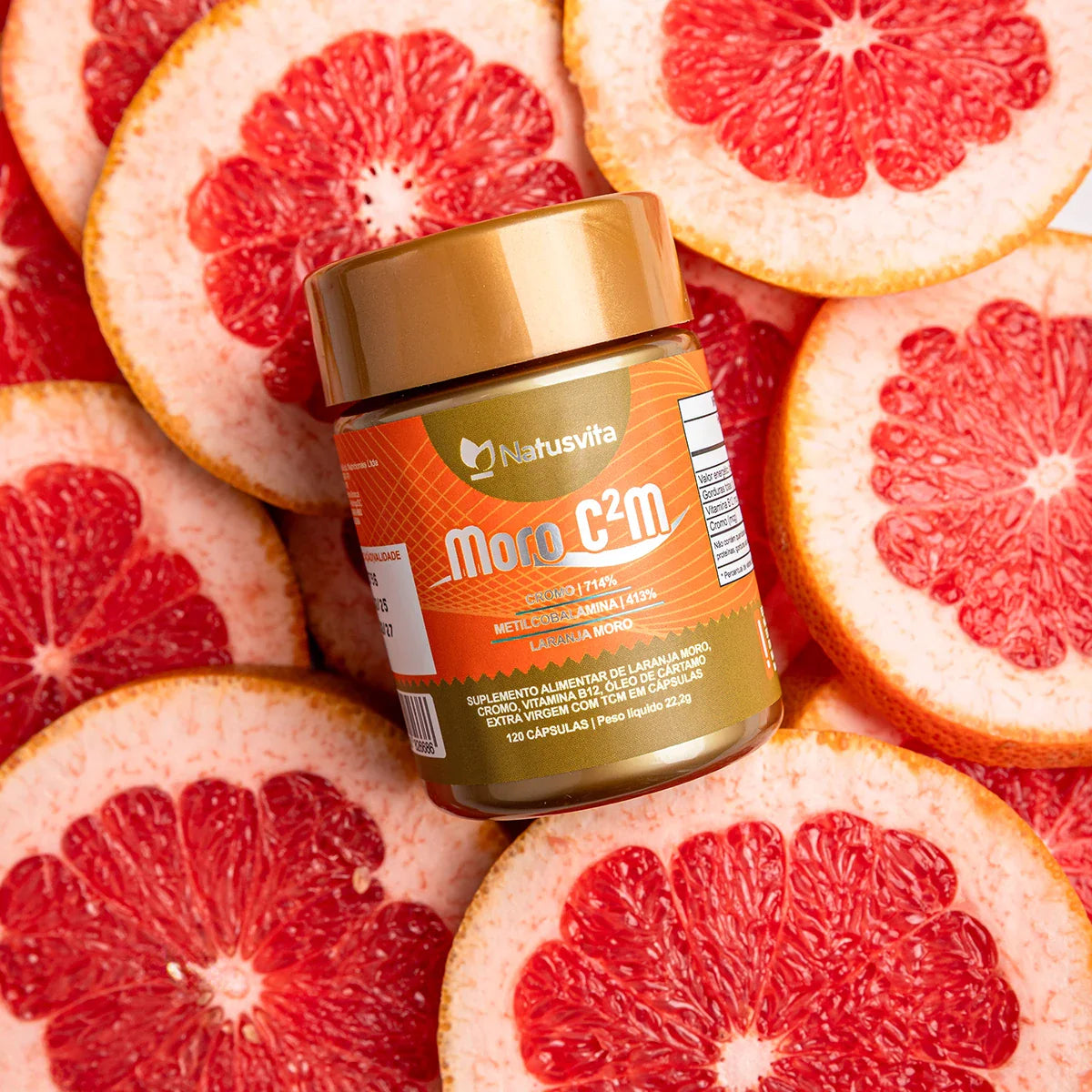 Moro C2M (Laranja Moro, Óleo de Cártamo Prensado a Frio, 414% de Metilcobalamina e 714% de Cromo)
