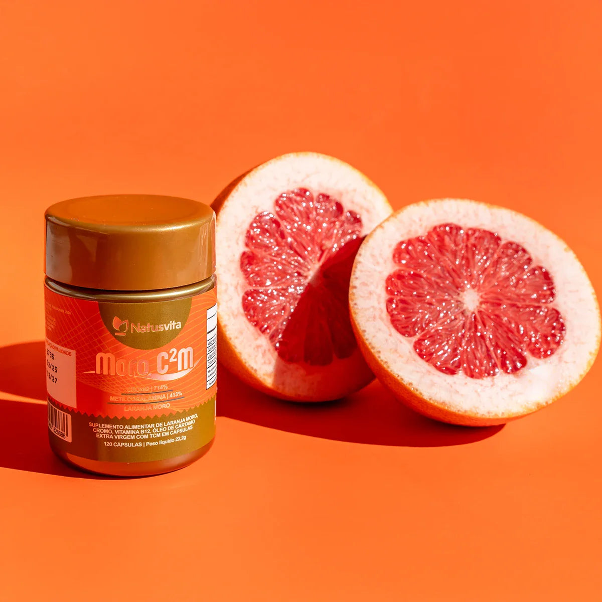 Moro C2M (Laranja Moro, Óleo de Cártamo Prensado a Frio, 414% de Metilcobalamina e 714% de Cromo)
