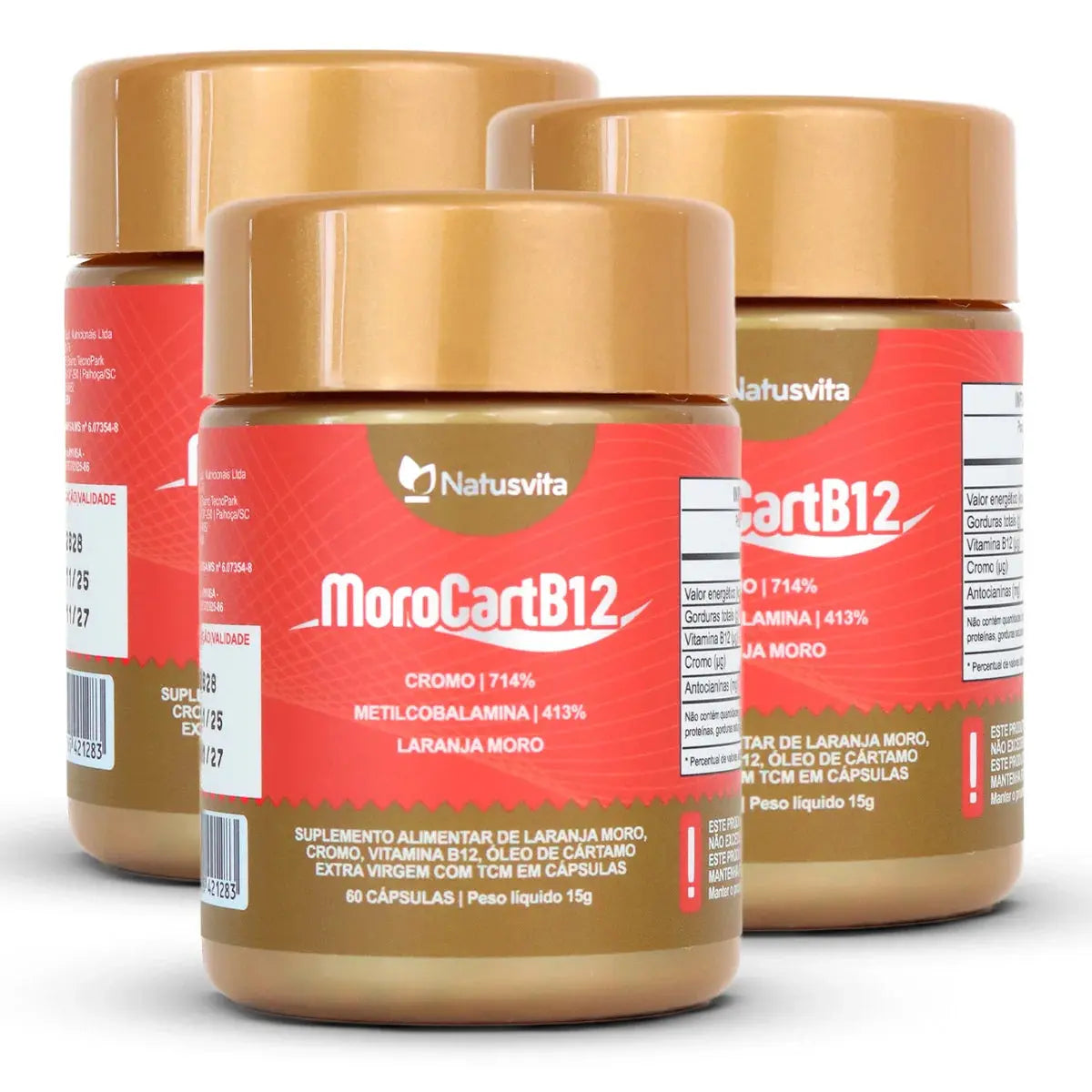 MoroCart (Laranja Moro, Óleo de Cártamo Prensado a Frio, TCM, Picolinato de cromo e B12) em cápsulas NatusVita