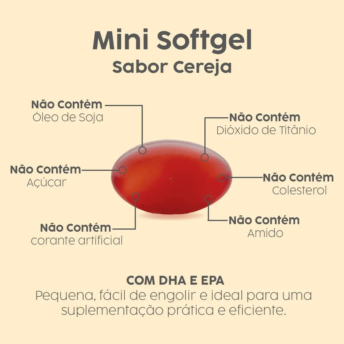 Ômega 3 Sabor Cereja Cápsulas Mastigáveis 210mg DHA e EPA NatusVita