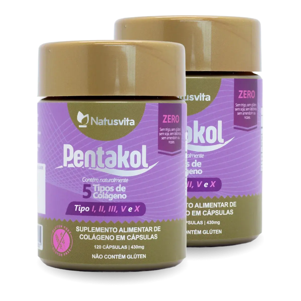 Pentakol (Colágeno tipo 1, 2, 3, 5 e 10). 5 tipos de colágeno em uma cápsula NatusVita