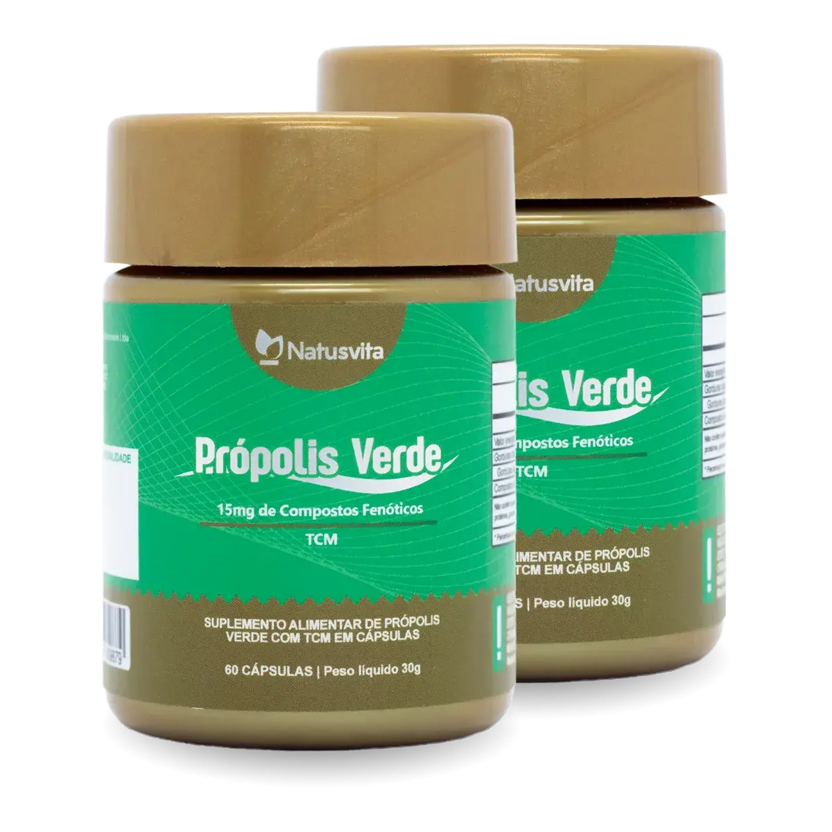 Própolis Verde com TCM (15mg de Compostos Fenólicos - artepelin C) em Cápsulas NatusVita