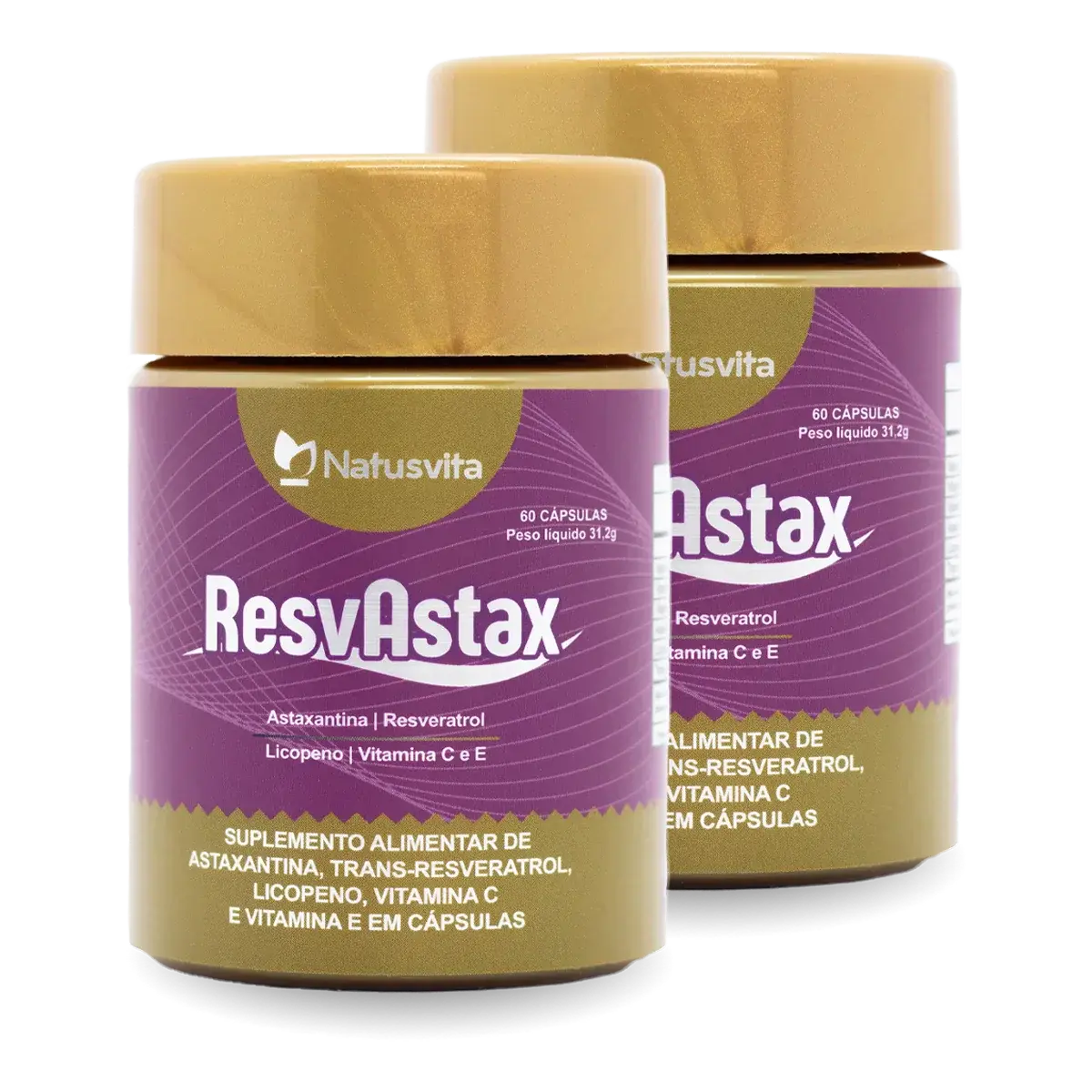 ResvAstax (Trans-Resveratrol, Astaxantina, Licopeno, Vitamina E e C) NatusVita