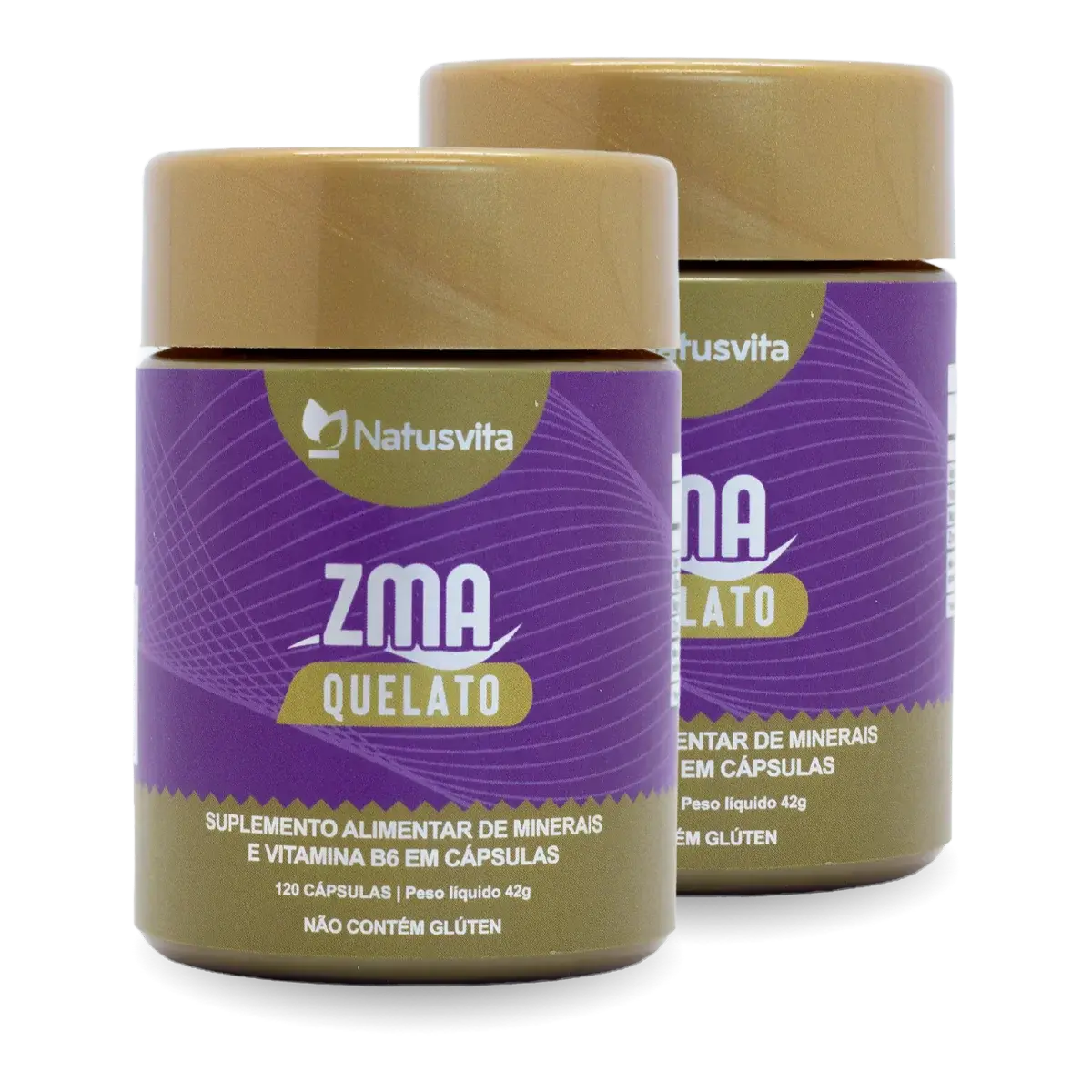 ZMA Quelato 120 cápsulas (Zinco BIsglicinato, Magnésio Malato e Vitamina B6 ativa) NatusVita