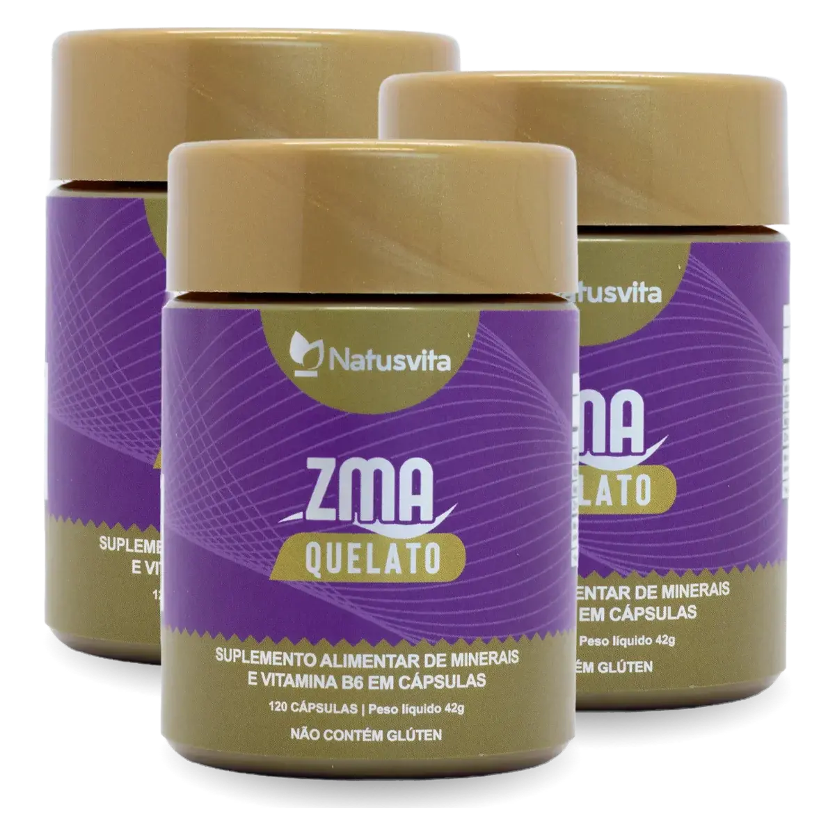 ZMA Quelato 120 cápsulas (Zinco BIsglicinato, Magnésio Malato e Vitamina B6 ativa) NatusVita
