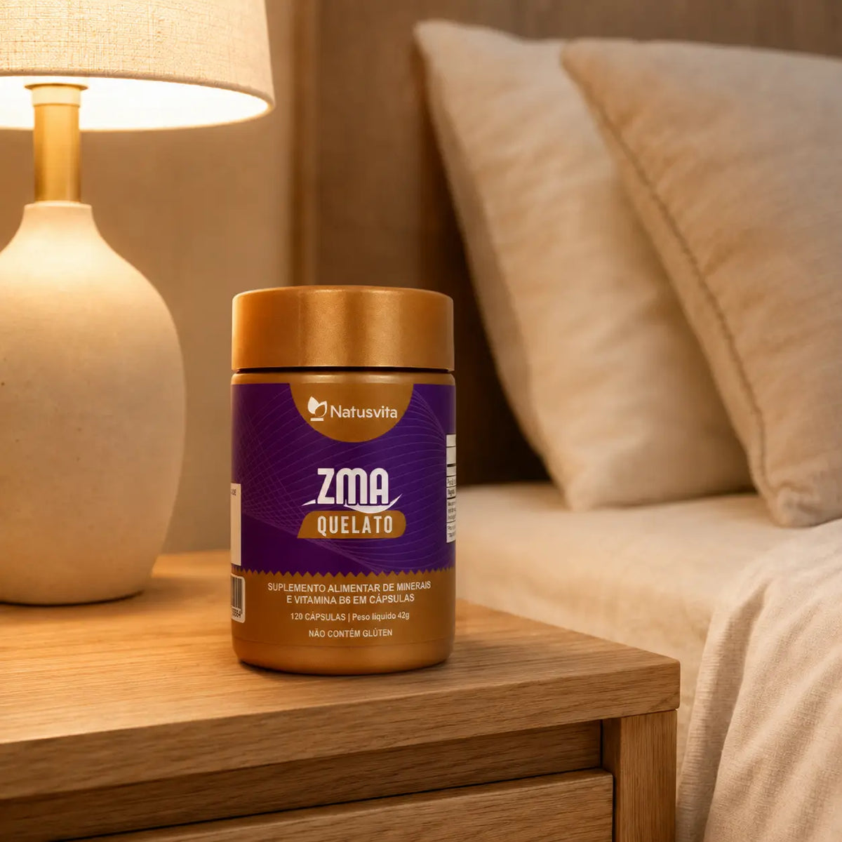 ZMA Quelato 120 cápsulas (Zinco BIsglicinato, Magnésio Malato e Vitamina B6 ativa) NatusVita