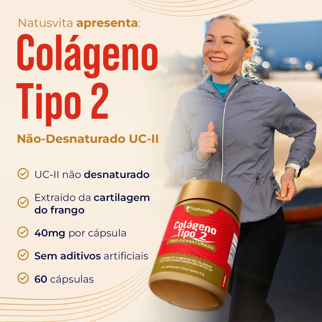 Colágeno Tipo 2 - UC II. Não Desnaturado. 60 cápsulas. NatusVita