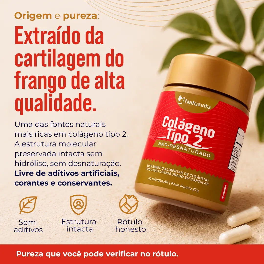 Colágeno Tipo 2 - UC II. Não Desnaturado. 60 cápsulas. NatusVita