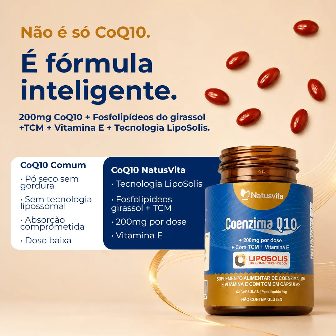 Coenzima Q10 Lipossomal (200mg por porção) + TCM em cápsulas softgel NatusVita