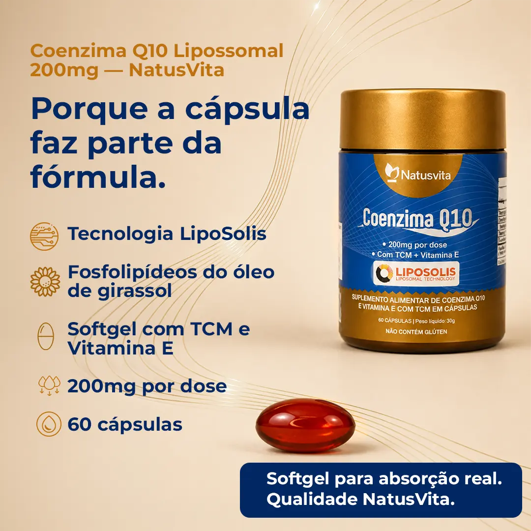 Coenzima Q10 Lipossomal (200mg por porção) + TCM em cápsulas softgel NatusVita