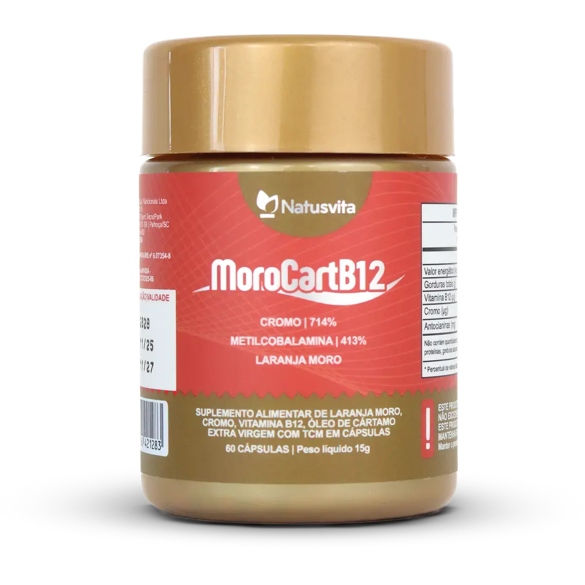 MoroCart (Laranja Moro, Óleo de Cártamo Prensado a Frio, TCM, Picolinato de cromo e B12) em cápsulas NatusVita